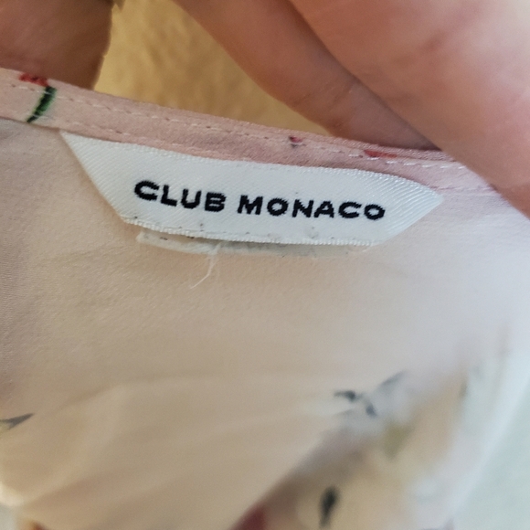 Club Monaco Silk Floral Pink Peasant Chiffon Blouse Top XS - Picture 3 of 4